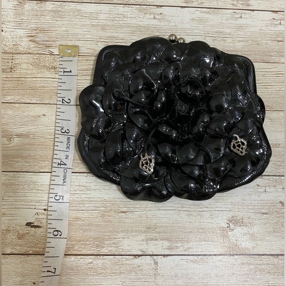 Brighton Purse Small Black Patent Leather Flower Floral Lining - Picture 16 of 16